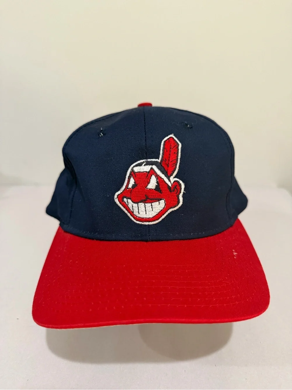 Vintage Cleveland Indians Chief Wahoo Snapback Hat Navy Red MLB Baseball Cap OS